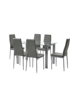 TABLE + 6 CHAISES NOIRS