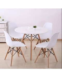 TABLE RONDE + 4 CHAISES BLANC 