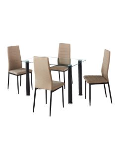 TABLE + 4 CHAISES - BEIGE