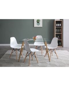 PACK TABLE + 6 CHAISES SCANDINAVE - BLANC 